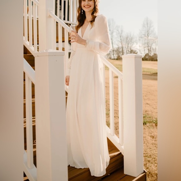 Talk About Divine White Long Sleeve Backless Maxi Dress medium - Picture 9 of 10